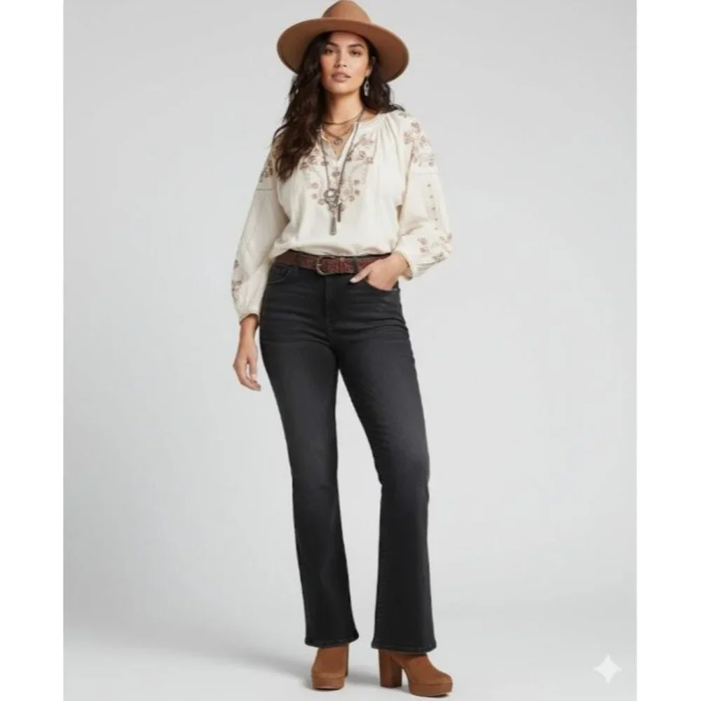 We The Free Black Flare Jeans Womens Size 34 Boho Antiquewash NWT - Picture 16 of 16